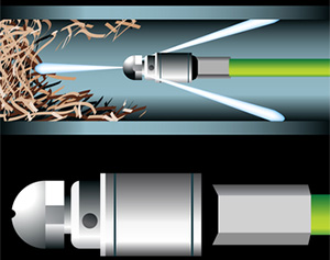 Professional hydro-jetting equipment clearing a Ventura, CA sewer line