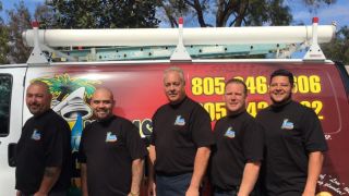AAA Paradise Plumbing trucks lined up at the Ventura HQ